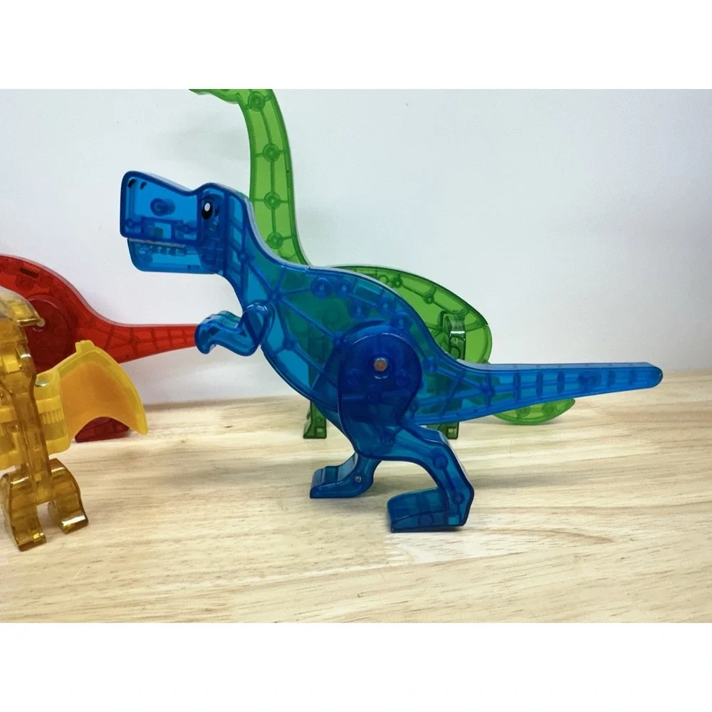 MAGNA TILES Dino World 40+ Pieces Total Magnetic Tile Lot, 9 Dinosaurs